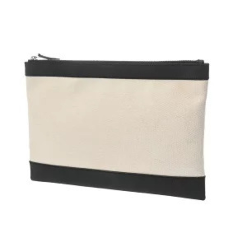 Balenciaga Navy Blue Clip White Black Canvas Leather Clutch Bag - Picture 2 of 9